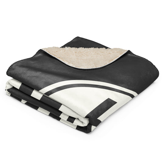 Unique Travel Gift Sherpa Blanket - White Oval • HKG Hong Kong Souvenir • YHM Designs - Image 02