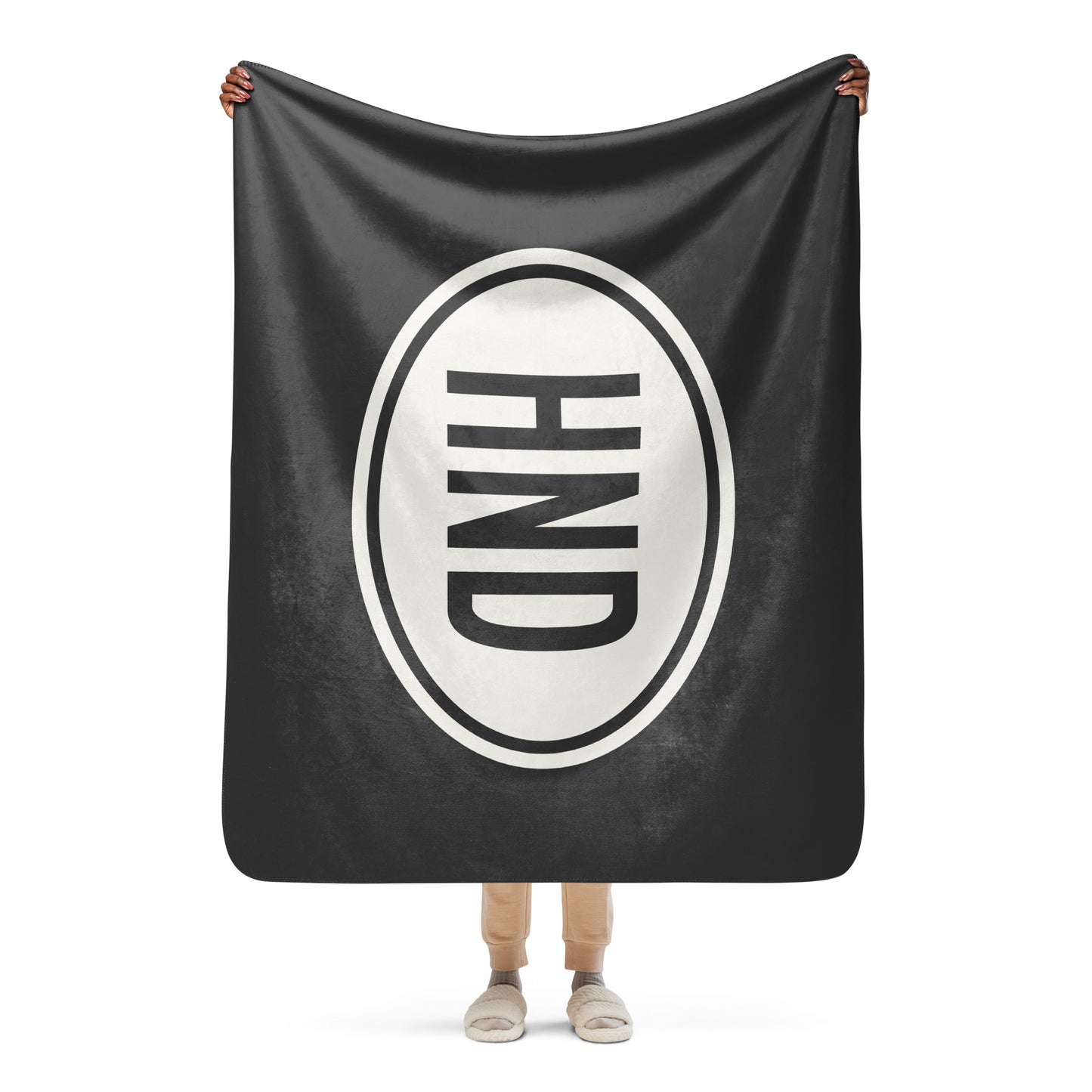 Unique Travel Gift Sherpa Blanket - White Oval • HND Tokyo Souvenir • YHM Designs - Image 04