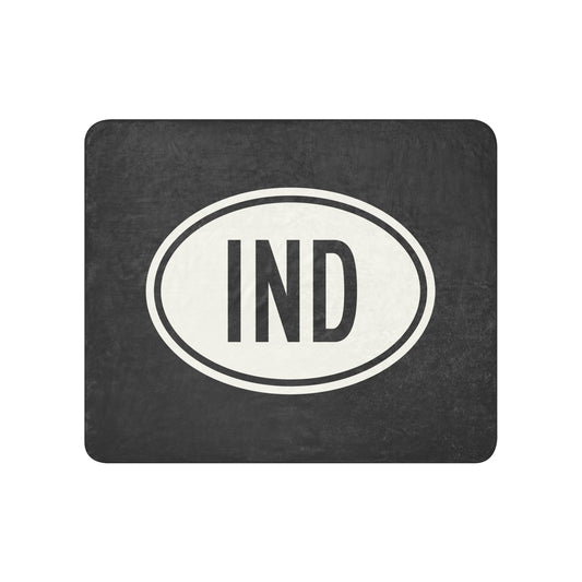 Unique Travel Gift Sherpa Blanket - White Oval • IND Indianapolis Souvenir • YHM Designs - Image 01