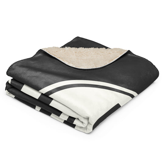 Unique Travel Gift Sherpa Blanket - White Oval • IND Indianapolis Souvenir • YHM Designs - Image 02