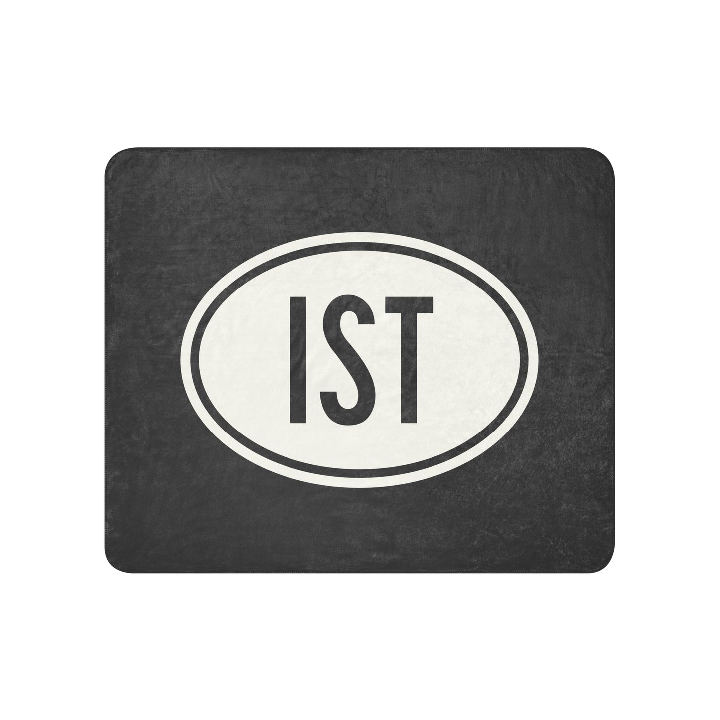 Unique Travel Gift Sherpa Blanket - White Oval • IST Istanbul Souvenir • YHM Designs - Image 01