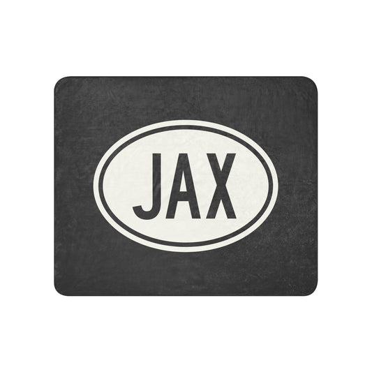 Unique Travel Gift Sherpa Blanket - White Oval • JAX Jacksonville Souvenir • YHM Designs - Image 01