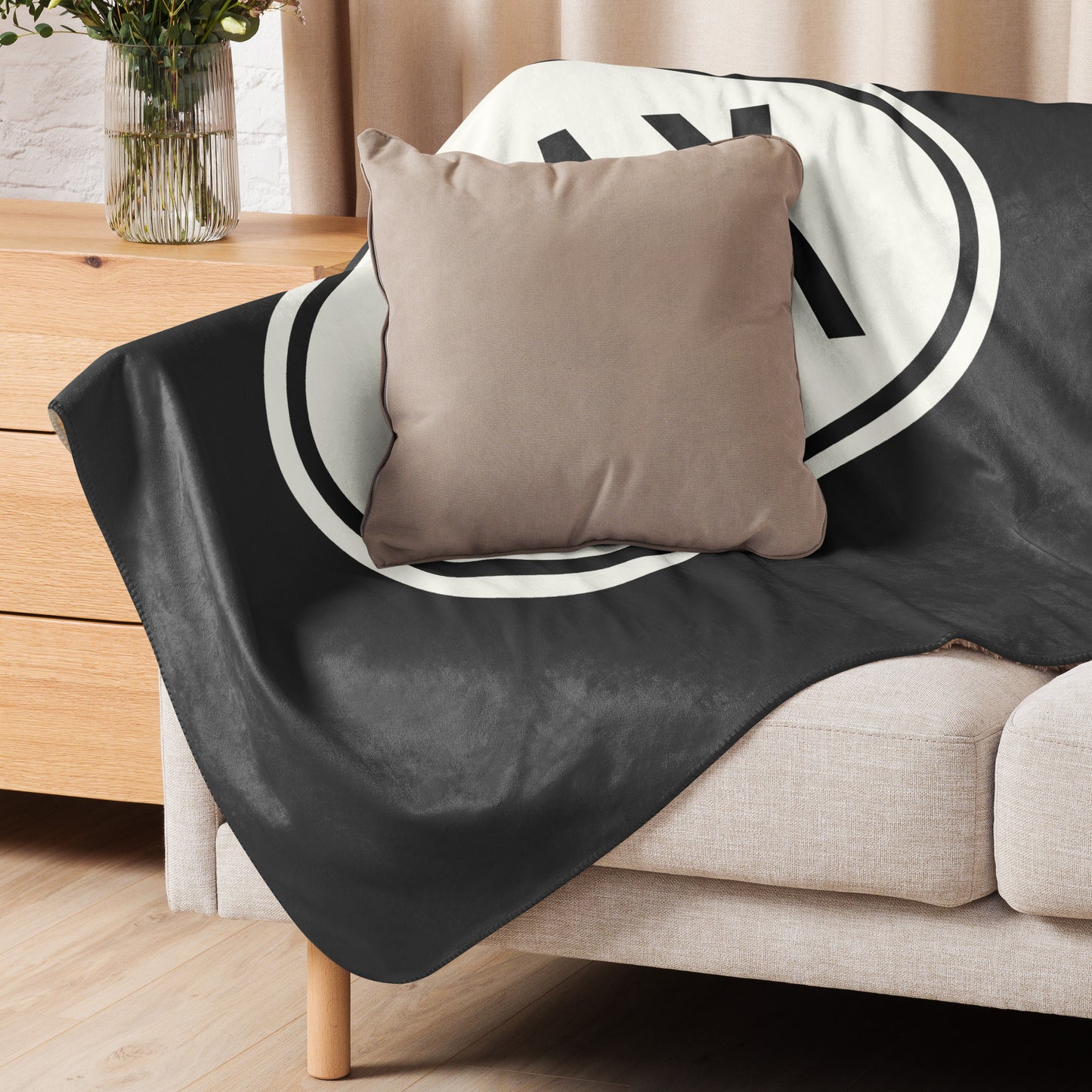 JAX Jacksonville Sherpa Blanket • Eclipse Grey with Oval Car Sticker Design • YHM Designs - Image 05