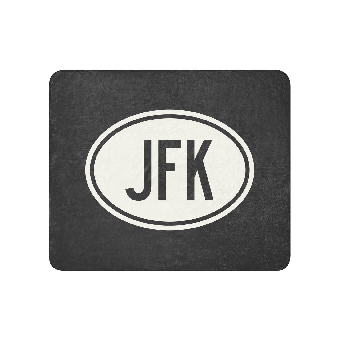 JFK New York City Sherpa Blanket • Eclipse Grey with Oval Car Sticker Design • YHM Designs - Image 01