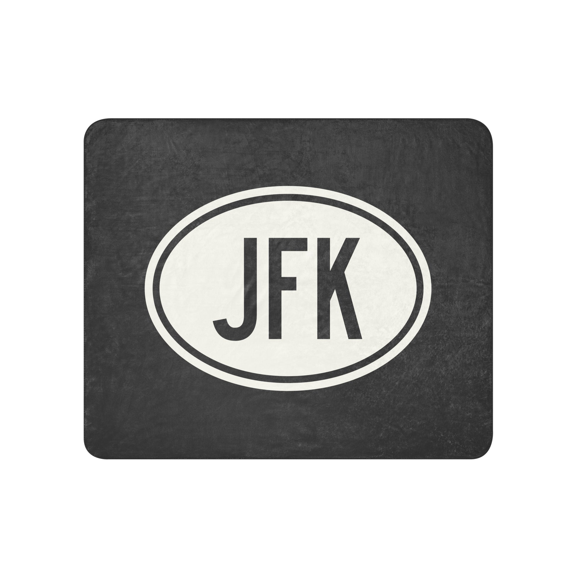 JFK New York City Sherpa Blanket • Eclipse Grey with Oval Car Sticker Design • YHM Designs - Image 01