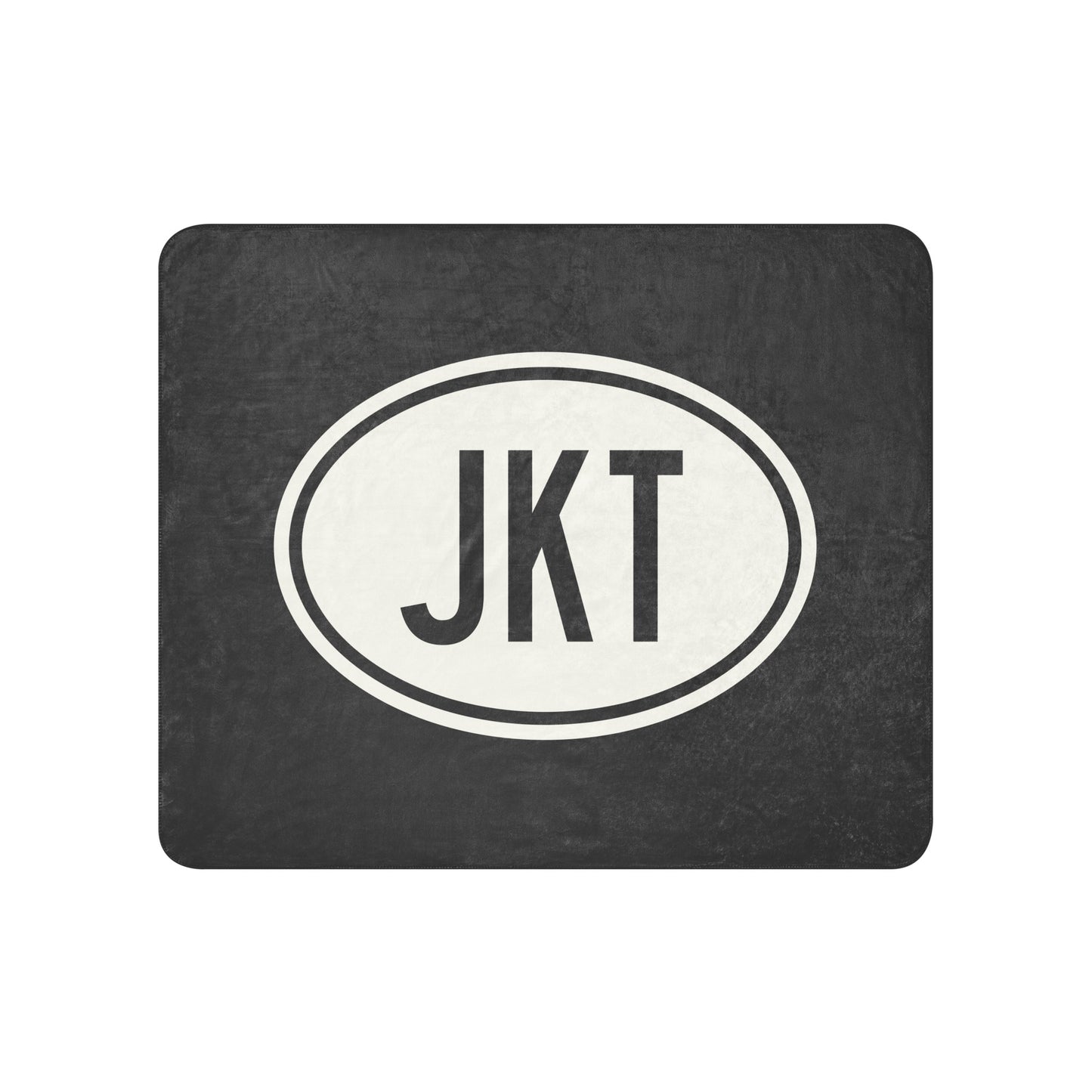 Unique Travel Gift Sherpa Blanket - White Oval • JKT Jakarta Souvenir • YHM Designs - Image 01