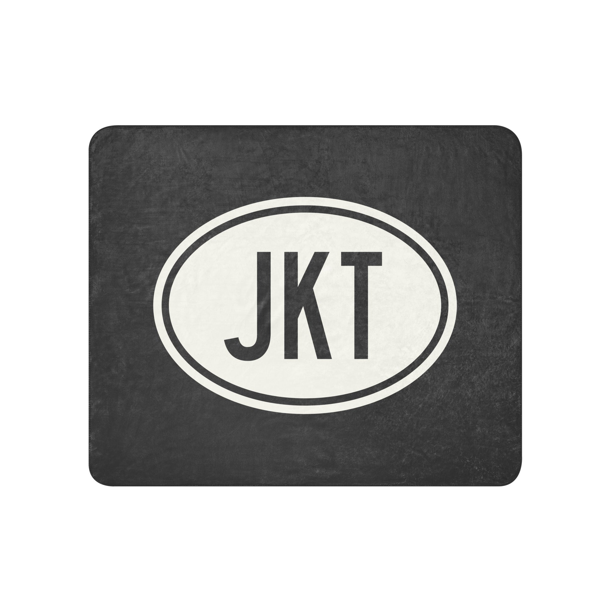 Unique Travel Gift Sherpa Blanket - White Oval • JKT Jakarta Souvenir • YHM Designs - Image 01