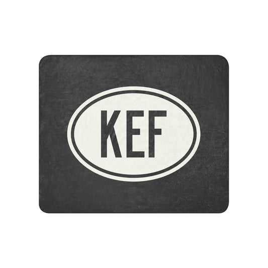 Unique Travel Gift Sherpa Blanket - White Oval • KEF Reykjavik Souvenir • YHM Designs - Image 01