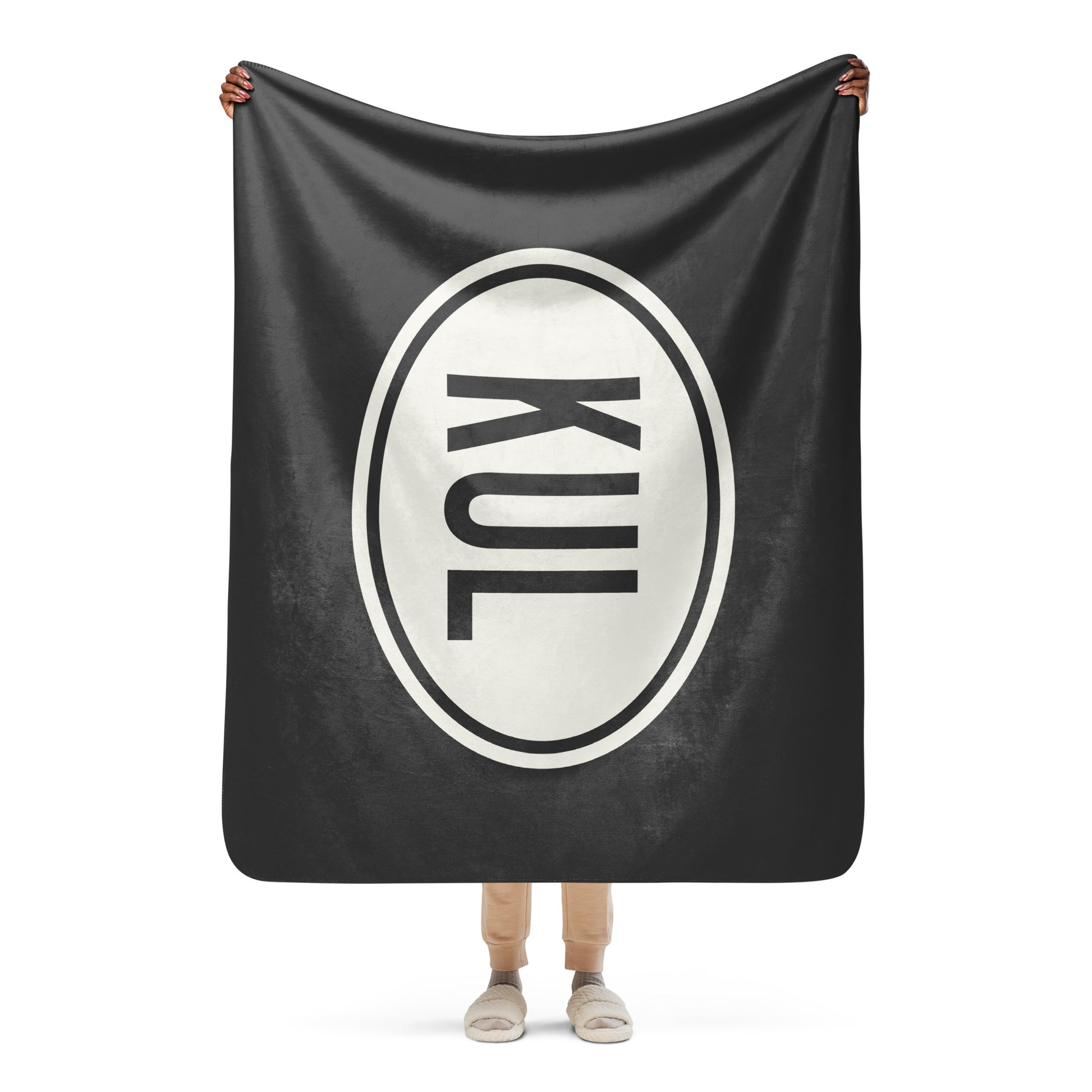 Unique Travel Gift Sherpa Blanket - White Oval • KUL Kuala Lumpur Souvenir • YHM Designs - Image 04