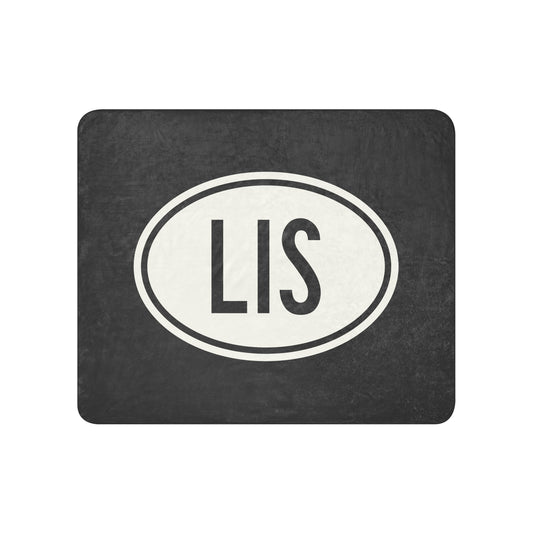 Unique Travel Gift Sherpa Blanket - White Oval • LIS Lisbon Souvenir • YHM Designs - Image 01