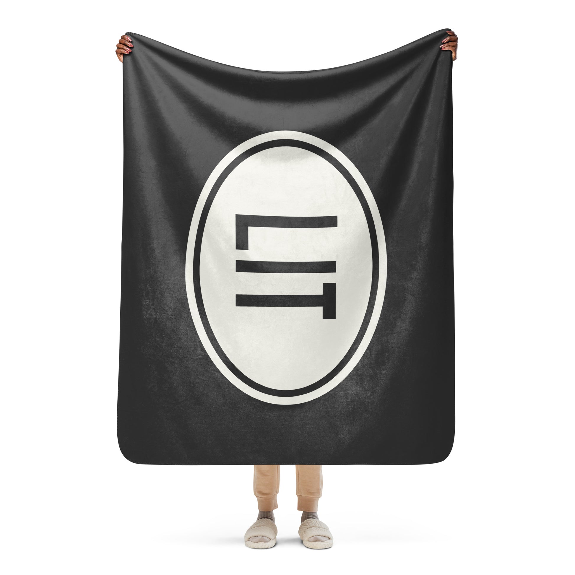Unique Travel Gift Sherpa Blanket - White Oval • LIT Little Rock Souvenir • YHM Designs - Image 04