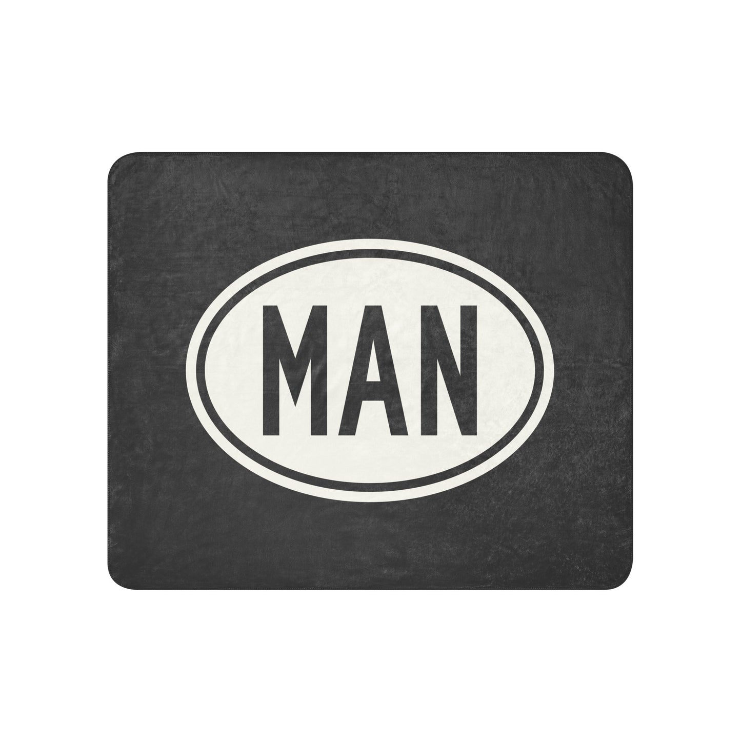 Unique Travel Gift Sherpa Blanket - White Oval • MAN Manchester Souvenir • YHM Designs - Image 01