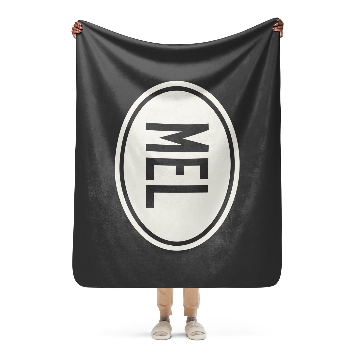 Unique Travel Gift Sherpa Blanket - White Oval • MEL Melbourne • YHM Designs - Image 04