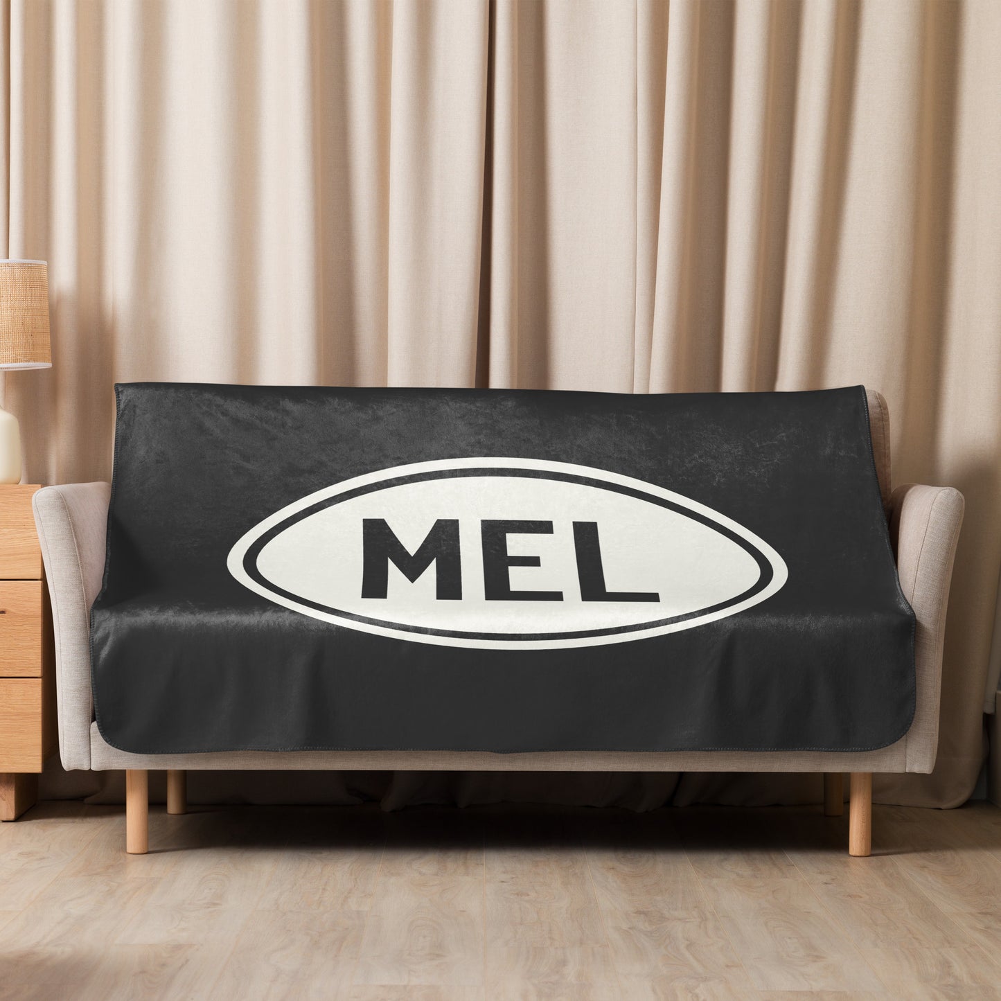 Unique Travel Gift Sherpa Blanket - White Oval • MEL Melbourne • YHM Designs - Image 07