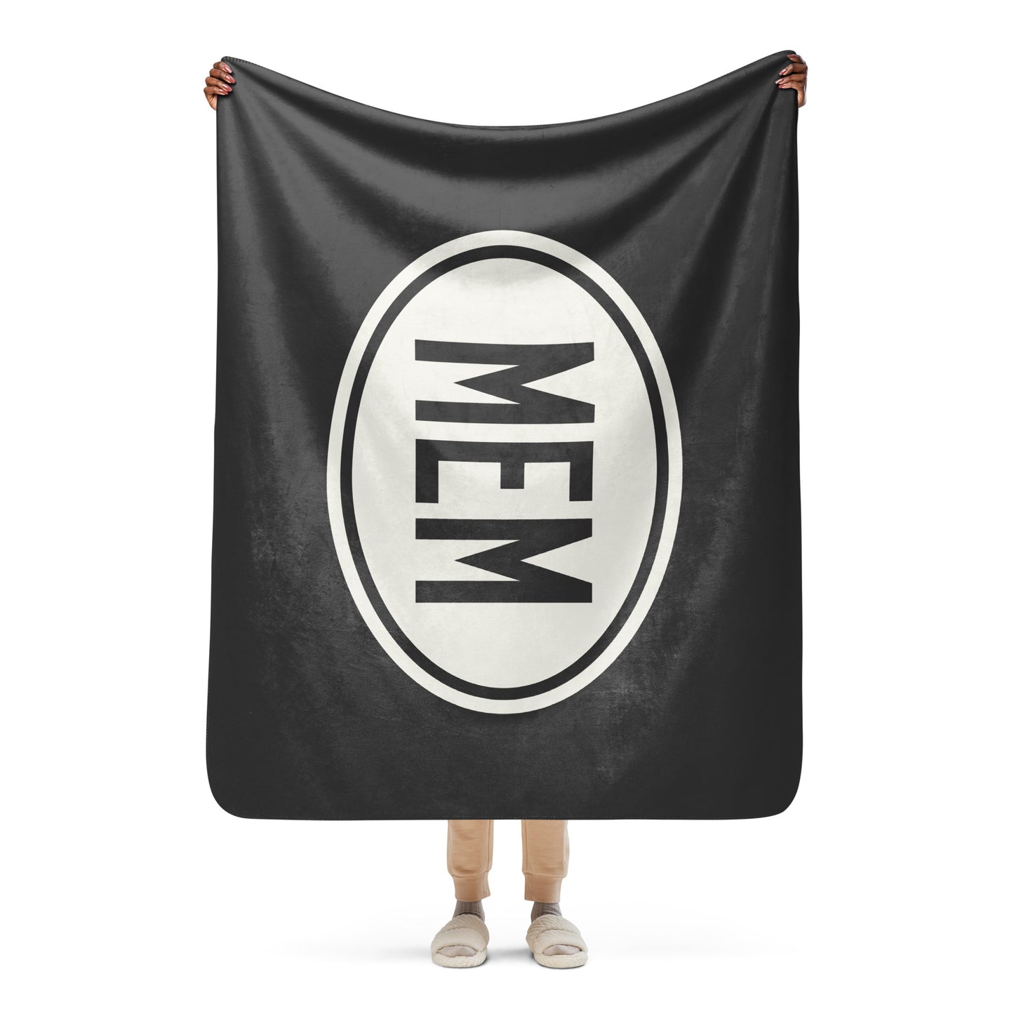 Unique Travel Gift Sherpa Blanket - White Oval • MEM Memphis • YHM Designs - Image 04