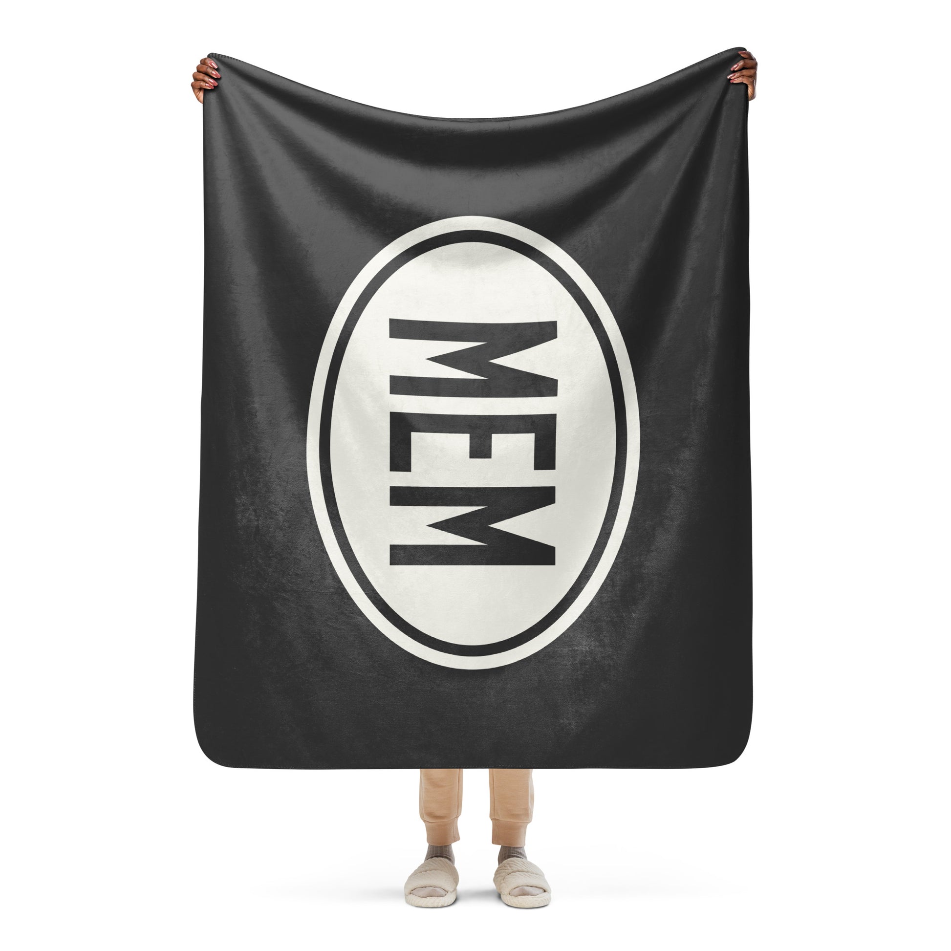 Unique Travel Gift Sherpa Blanket - White Oval • MEM Memphis • YHM Designs - Image 04