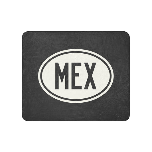 Unique Travel Gift Sherpa Blanket - White Oval • MEX Mexico City • YHM Designs - Image 01