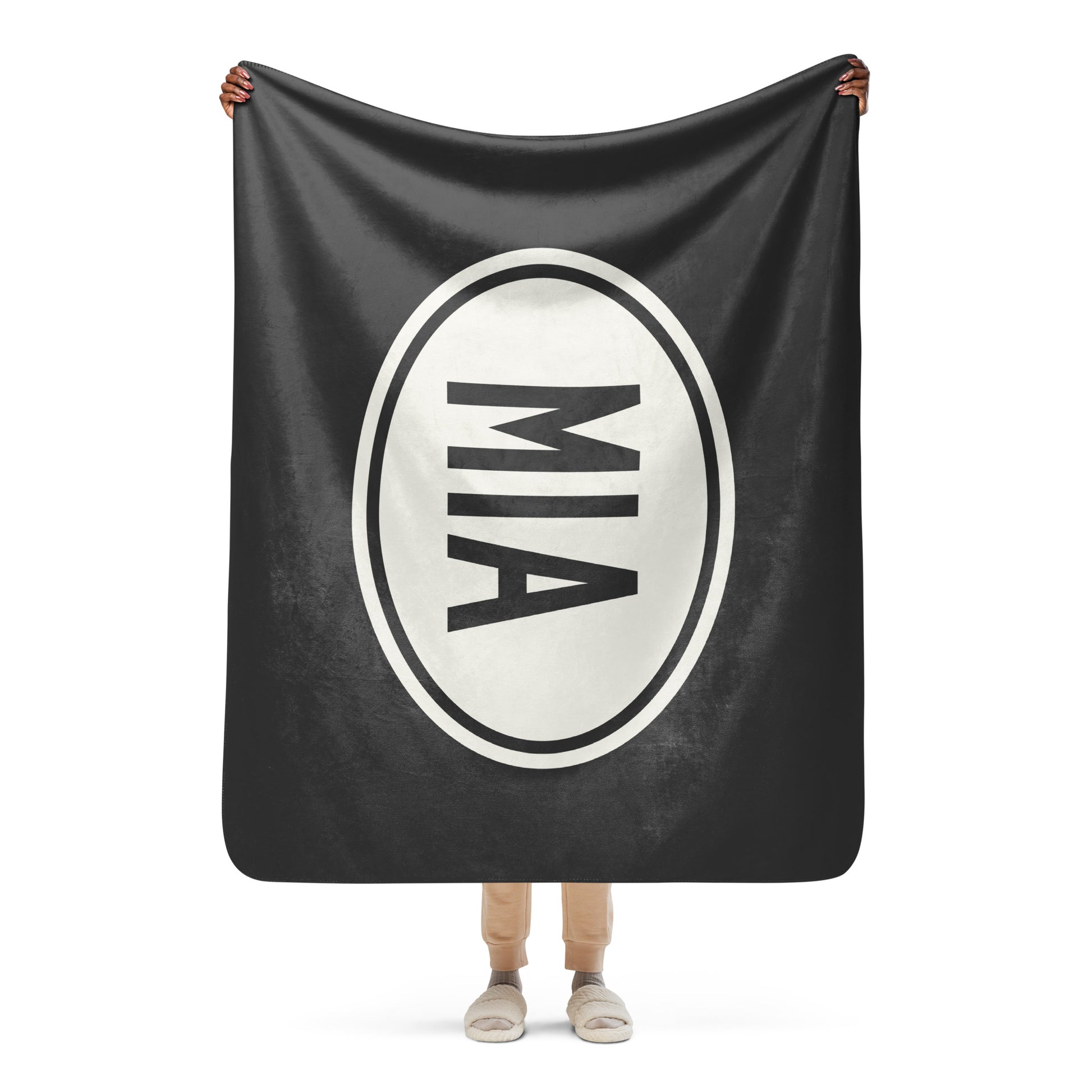 Unique Travel Gift Sherpa Blanket - White Oval • MIA Miami • YHM Designs - Image 04
