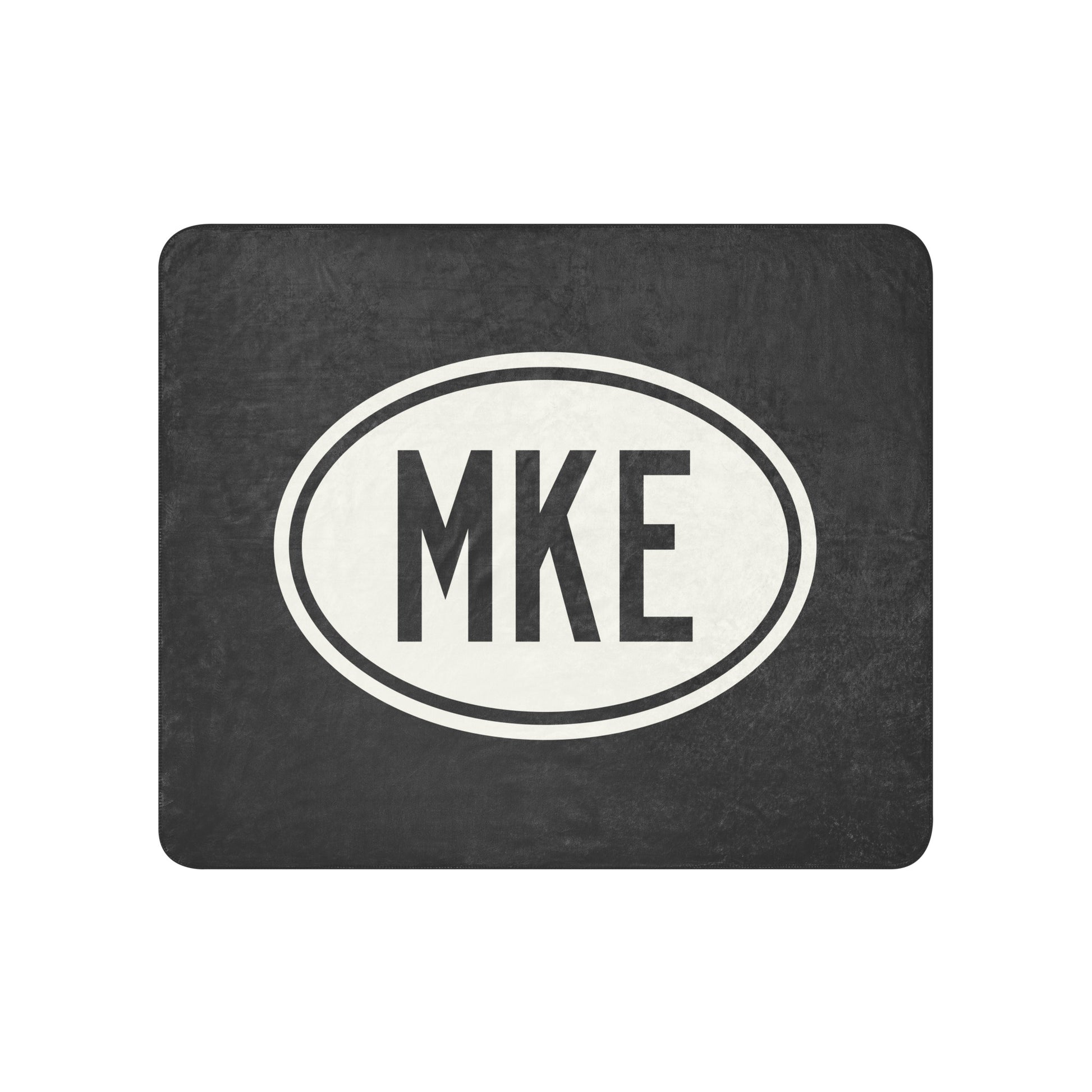MKE Milwaukee Sherpa Blanket • Eclipse Grey with Oval Car Sticker Design • YHM Designs - Image 01