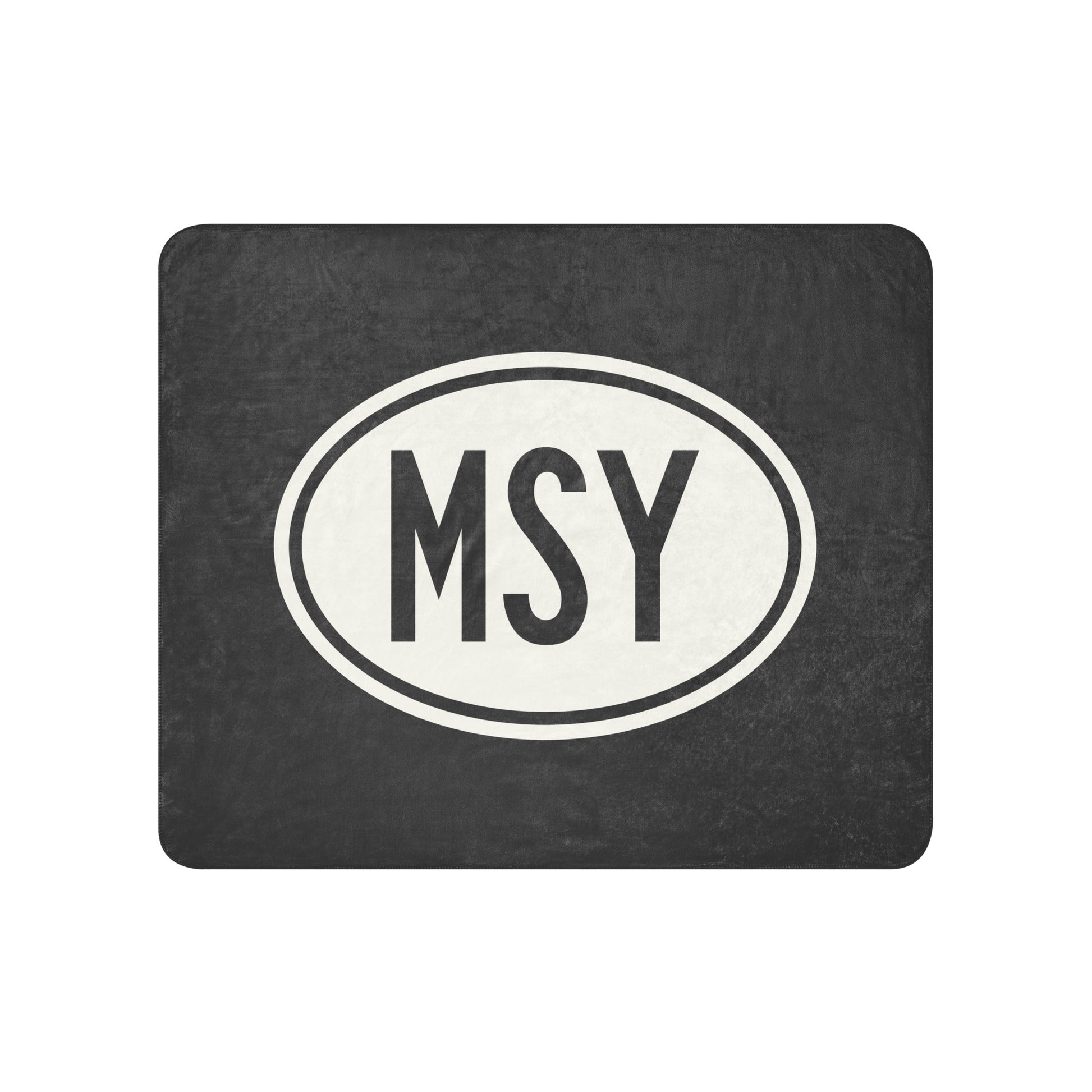 Unique Travel Gift Sherpa Blanket - White Oval • MSY New Orleans • YHM Designs - Image 01