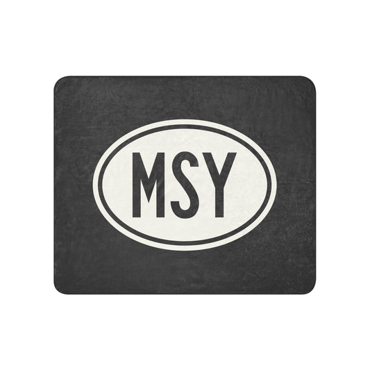 Unique Travel Gift Sherpa Blanket - White Oval • MSY New Orleans • YHM Designs - Image 01
