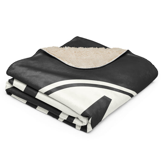 Unique Travel Gift Sherpa Blanket - White Oval • MUC Munich Souvenir • YHM Designs - Image 02