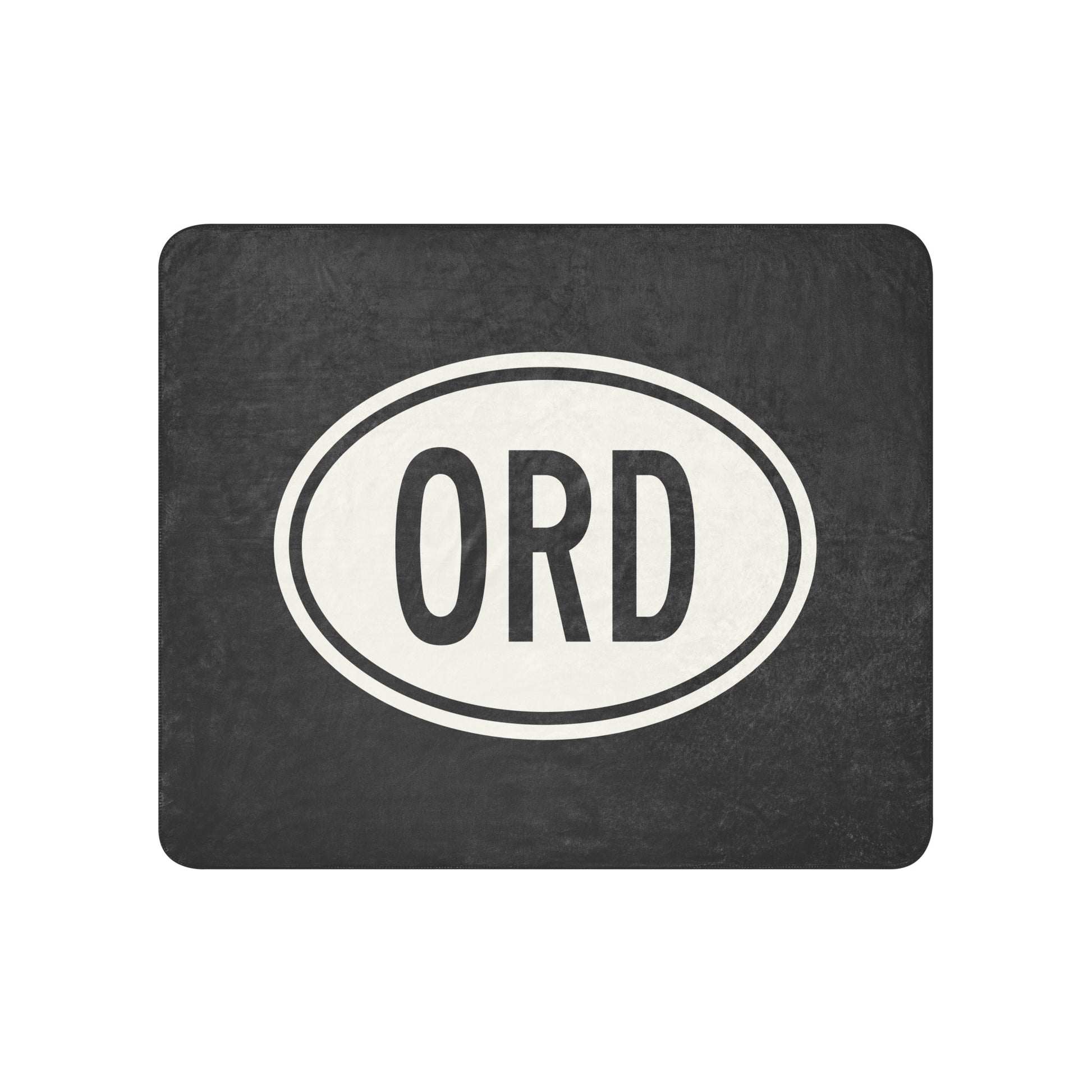 Unique Travel Gift Sherpa Blanket - White Oval • ORD Chicago Souvenir • YHM Designs - Image 01