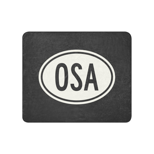 Unique Travel Gift Sherpa Blanket - White Oval • OSA Osaka Souvenir • YHM Designs - Image 01