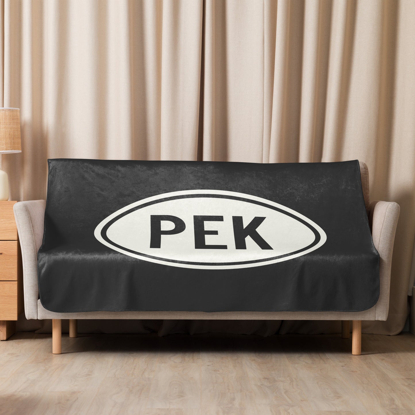 Unique Travel Gift Sherpa Blanket - White Oval • PEK Beijing • YHM Designs - Image 07