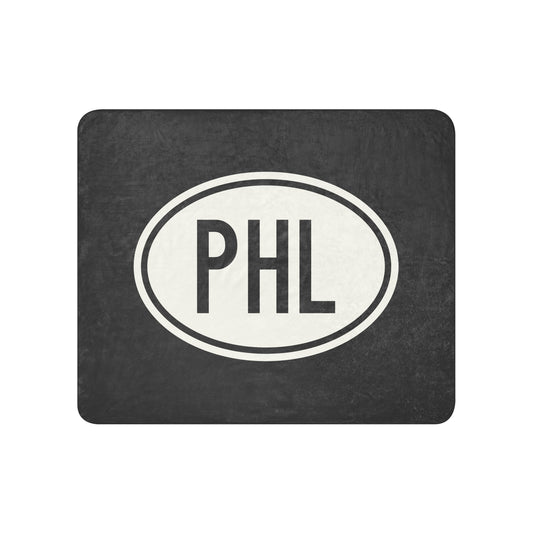 Unique Travel Gift Sherpa Blanket - White Oval • PHL Philadelphia • YHM Designs - Image 01