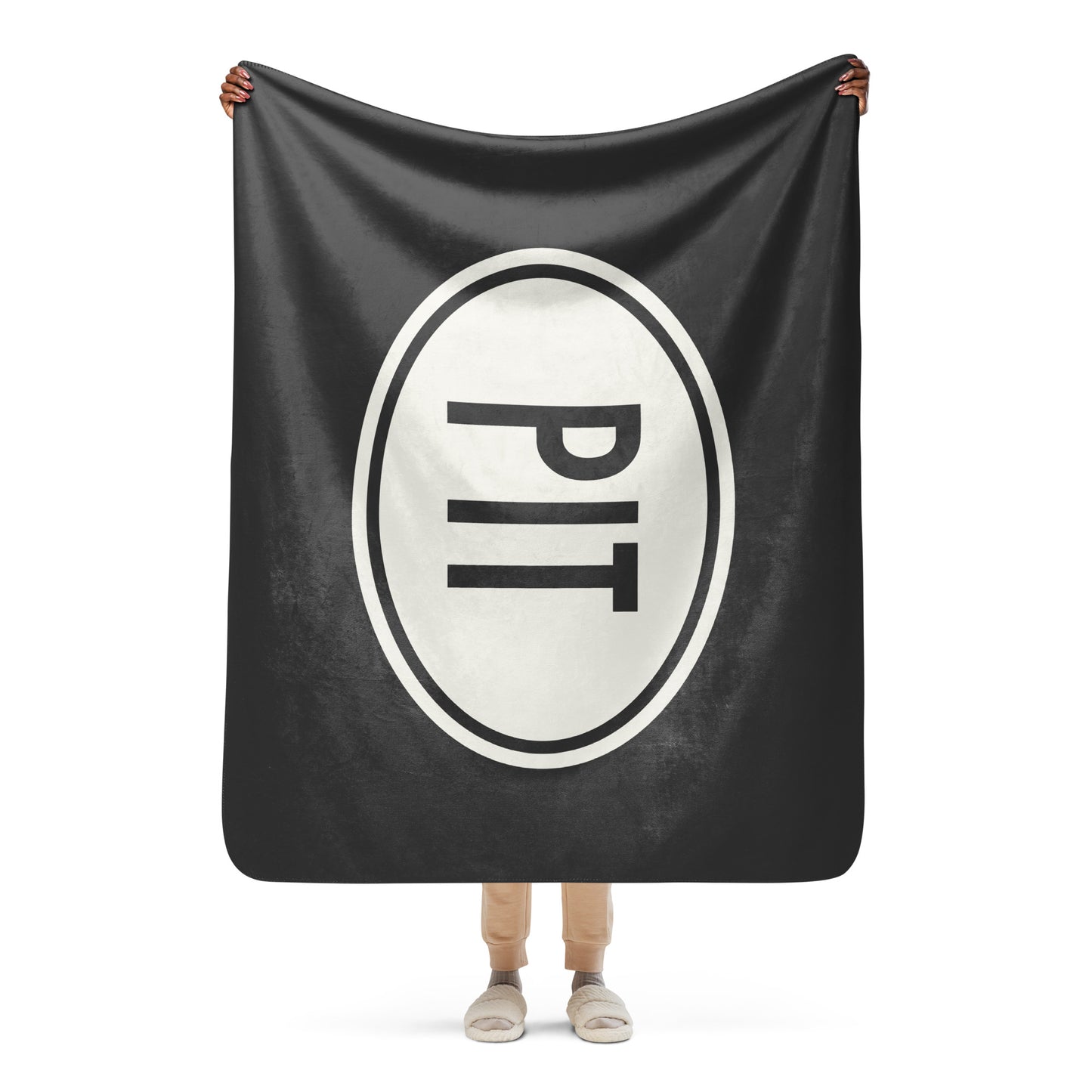 Unique Travel Gift Sherpa Blanket - White Oval • PIT Pittsburgh • YHM Designs - Image 04