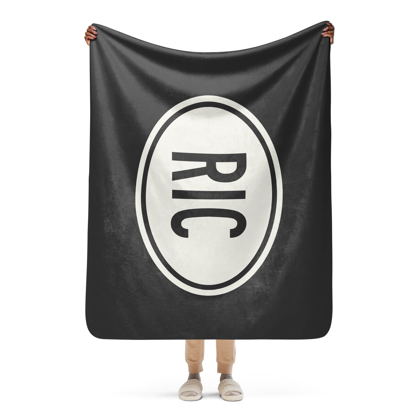 RIC Richmond Sherpa Blanket • Eclipse Grey with Oval Car Sticker Design • YHM Designs - Image 04