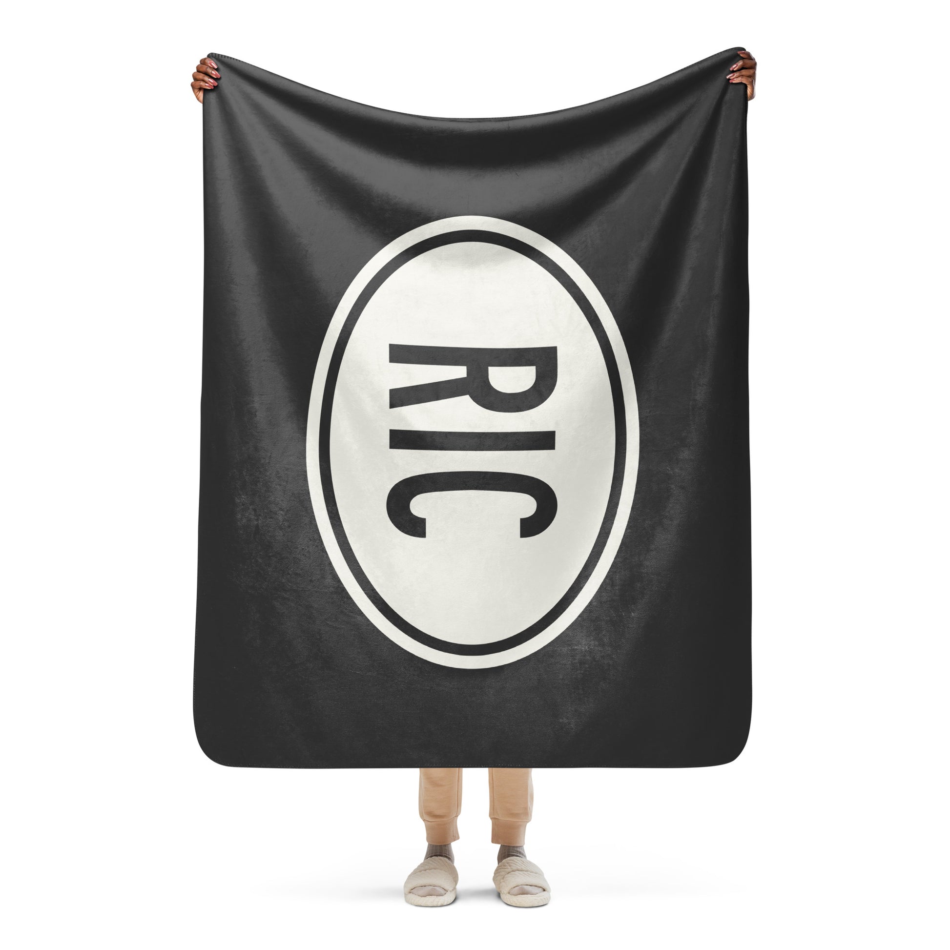 RIC Richmond Sherpa Blanket • Eclipse Grey with Oval Car Sticker Design • YHM Designs - Image 04