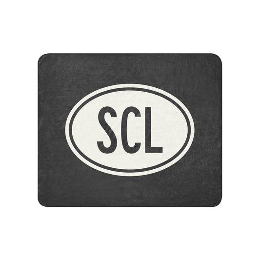 Unique Travel Gift Sherpa Blanket - White Oval • SCL Santiago Souvenir • YHM Designs - Image 01