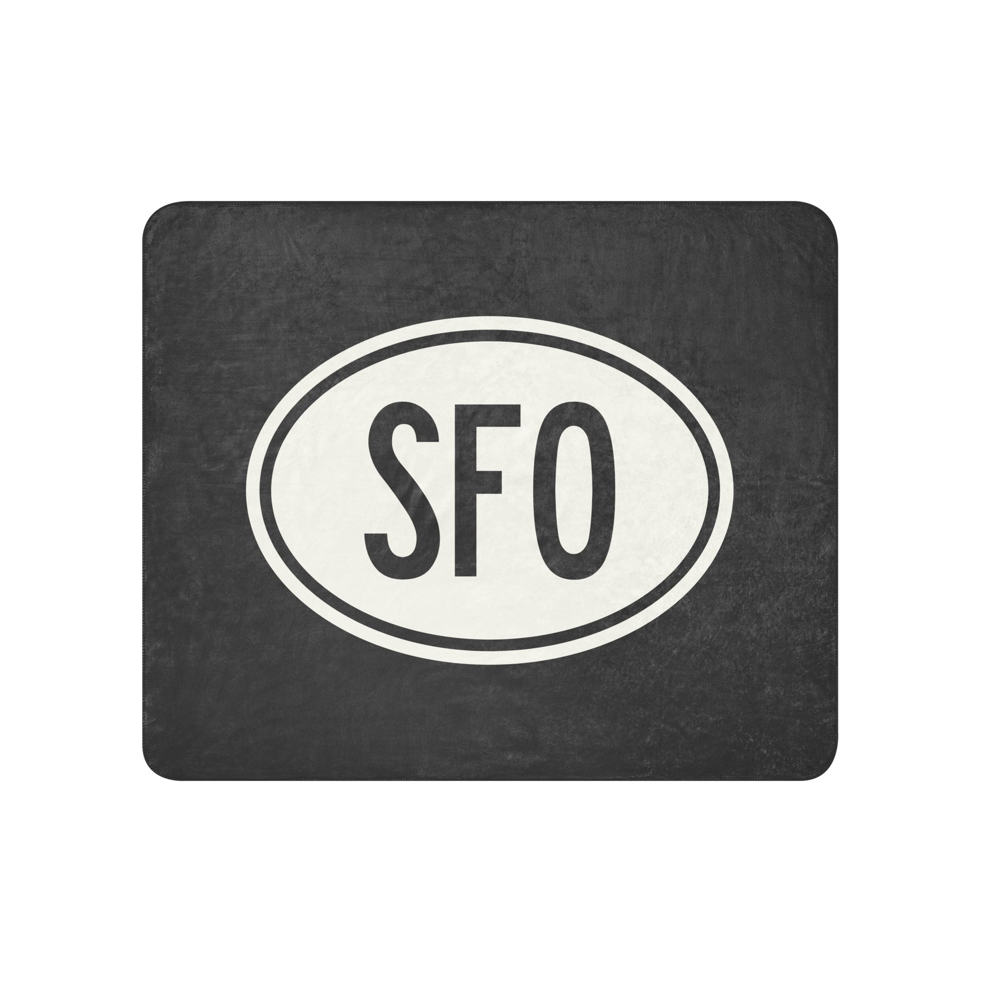 Unique Travel Gift Sherpa Blanket - White Oval • SFO San Francisco • YHM Designs - Image 01