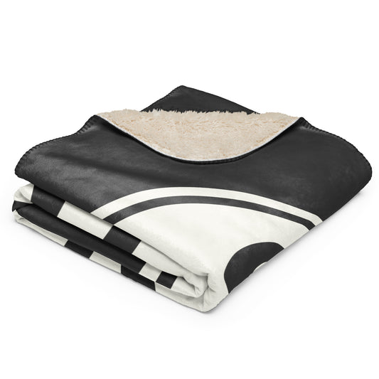 Unique Travel Gift Sherpa Blanket - White Oval • SFO San Francisco • YHM Designs - Image 02