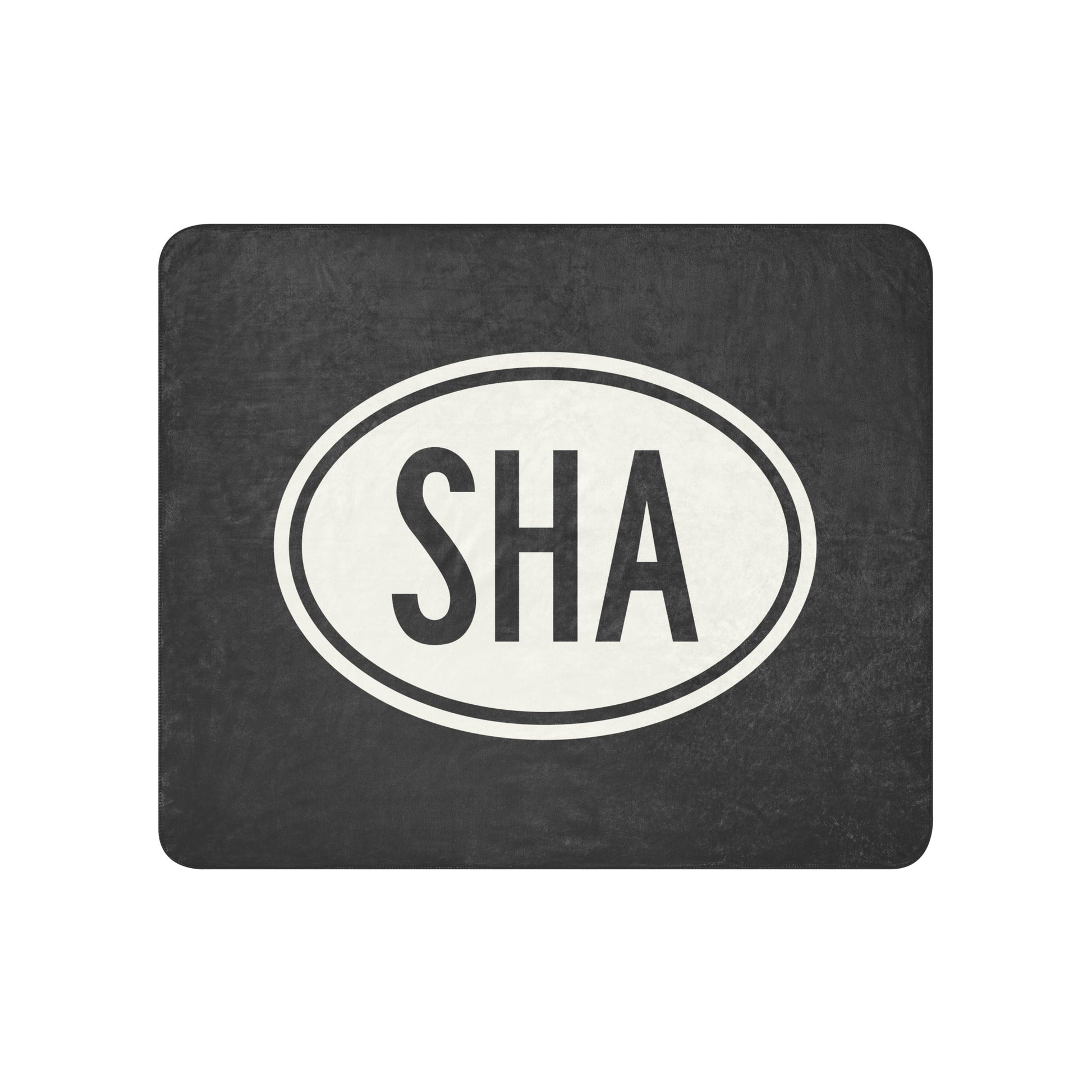 Unique Travel Gift Sherpa Blanket - White Oval • SHA Shanghai Souvenir • YHM Designs - Image 01