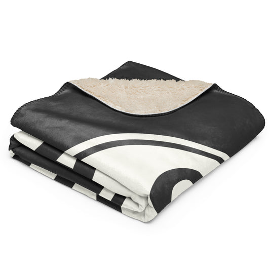 Unique Travel Gift Sherpa Blanket - White Oval • SHA Shanghai Souvenir • YHM Designs - Image 02