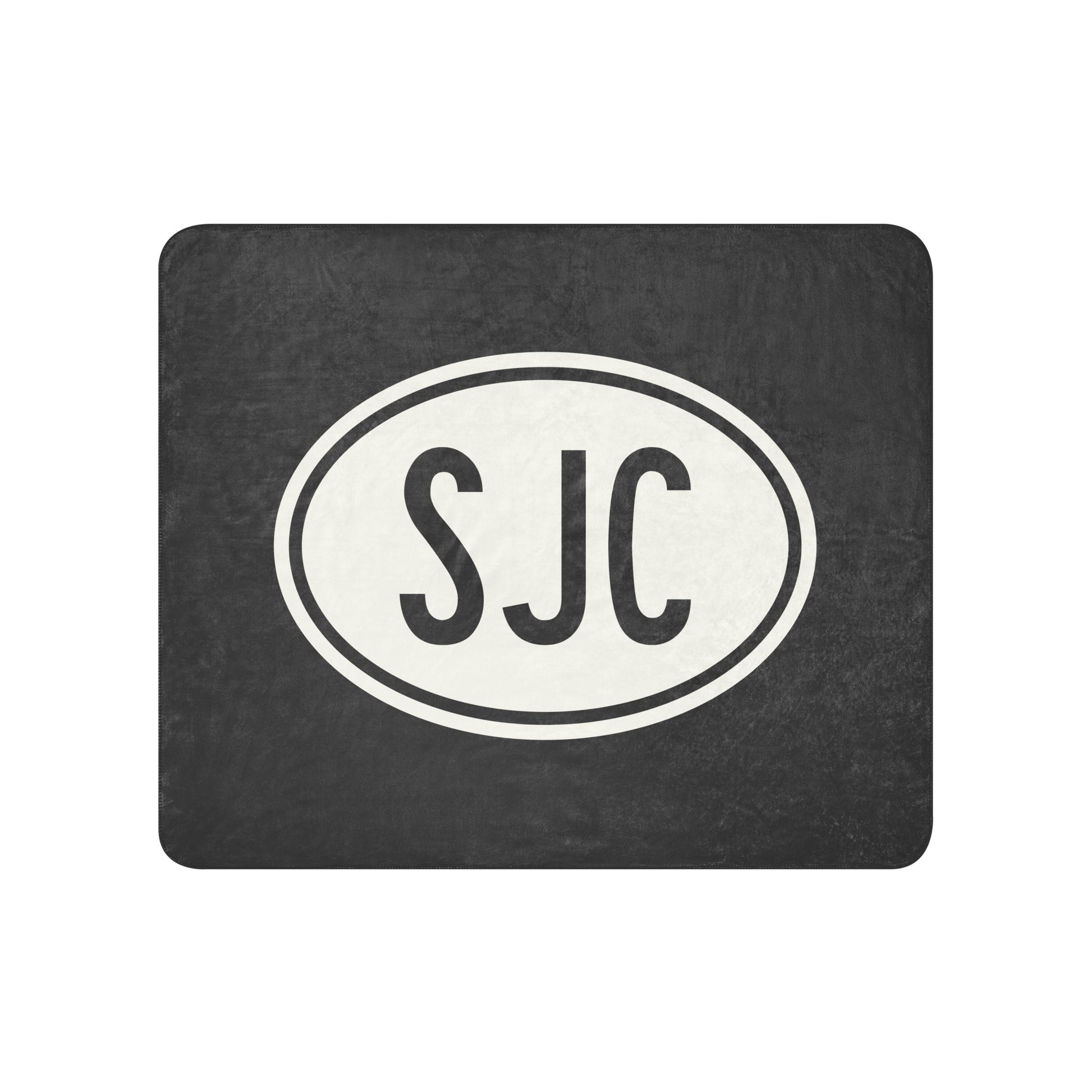 SJC San Jose Sherpa Blanket • Eclipse Grey with Oval Car Sticker Design • YHM Designs - Image 01