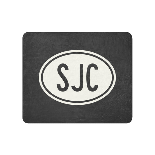 Unique Travel Gift Sherpa Blanket - White Oval • SJC San Jose Souvenir • YHM Designs - Image 01