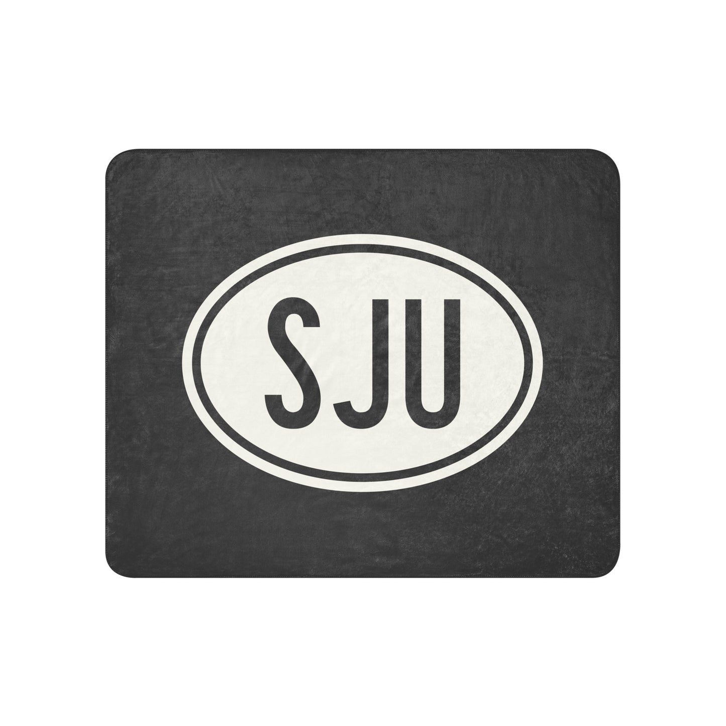 Unique Travel Gift Sherpa Blanket - White Oval • SJU San Juan • YHM Designs - Image 01