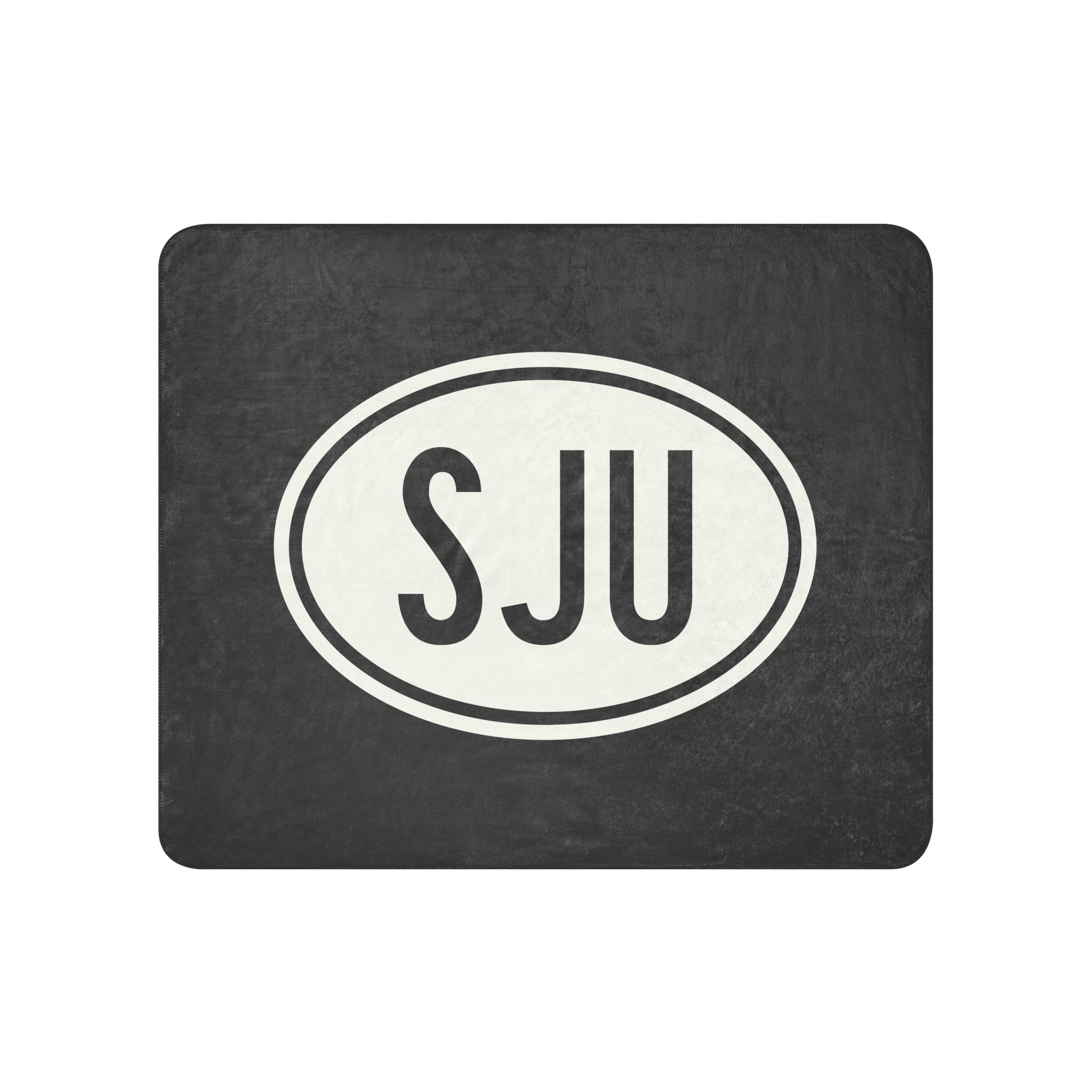 Unique Travel Gift Sherpa Blanket - White Oval • SJU San Juan • YHM Designs - Image 01