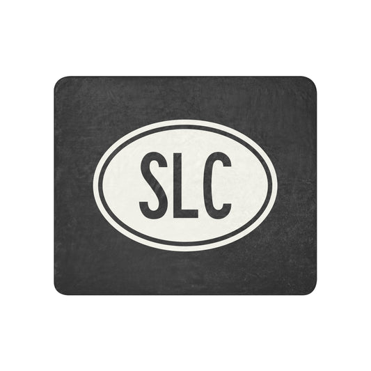 Unique Travel Gift Sherpa Blanket - White Oval • SLC Salt Lake City • YHM Designs - Image 01