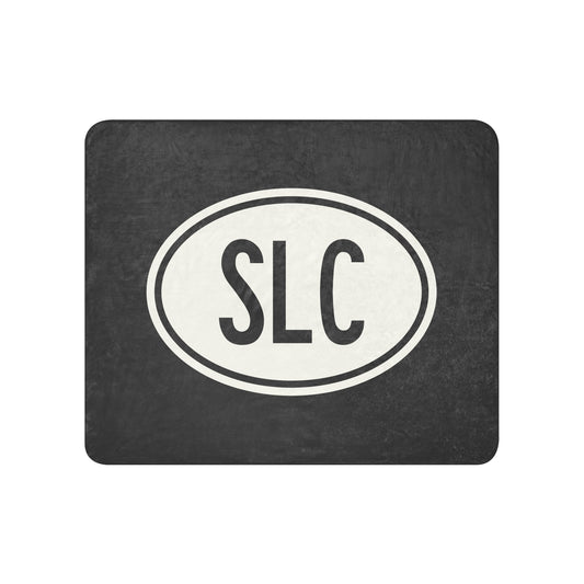 Unique Travel Gift Sherpa Blanket - White Oval • SLC Salt Lake City Souvenir • YHM Designs - Image 01