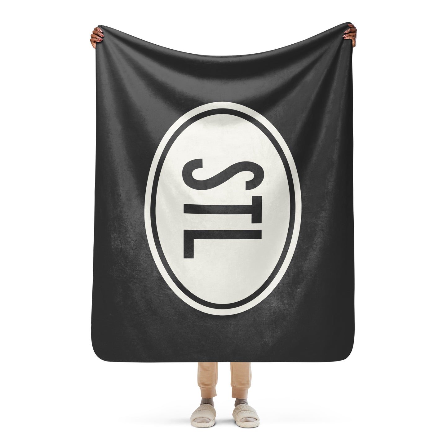 Unique Travel Gift Sherpa Blanket - White Oval • STL St. Louis • YHM Designs - Image 04