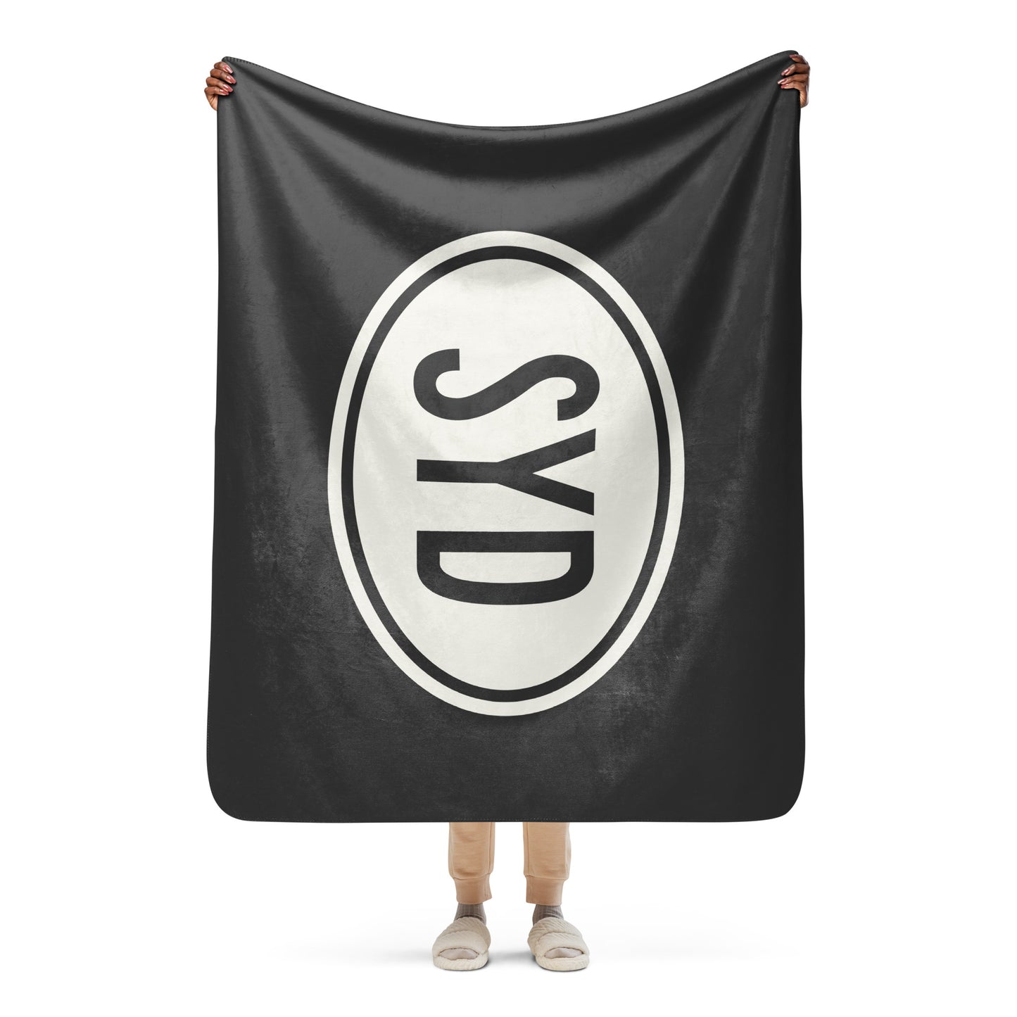 Unique Travel Gift Sherpa Blanket - White Oval • SYD Sydney Souvenir • YHM Designs - Image 04