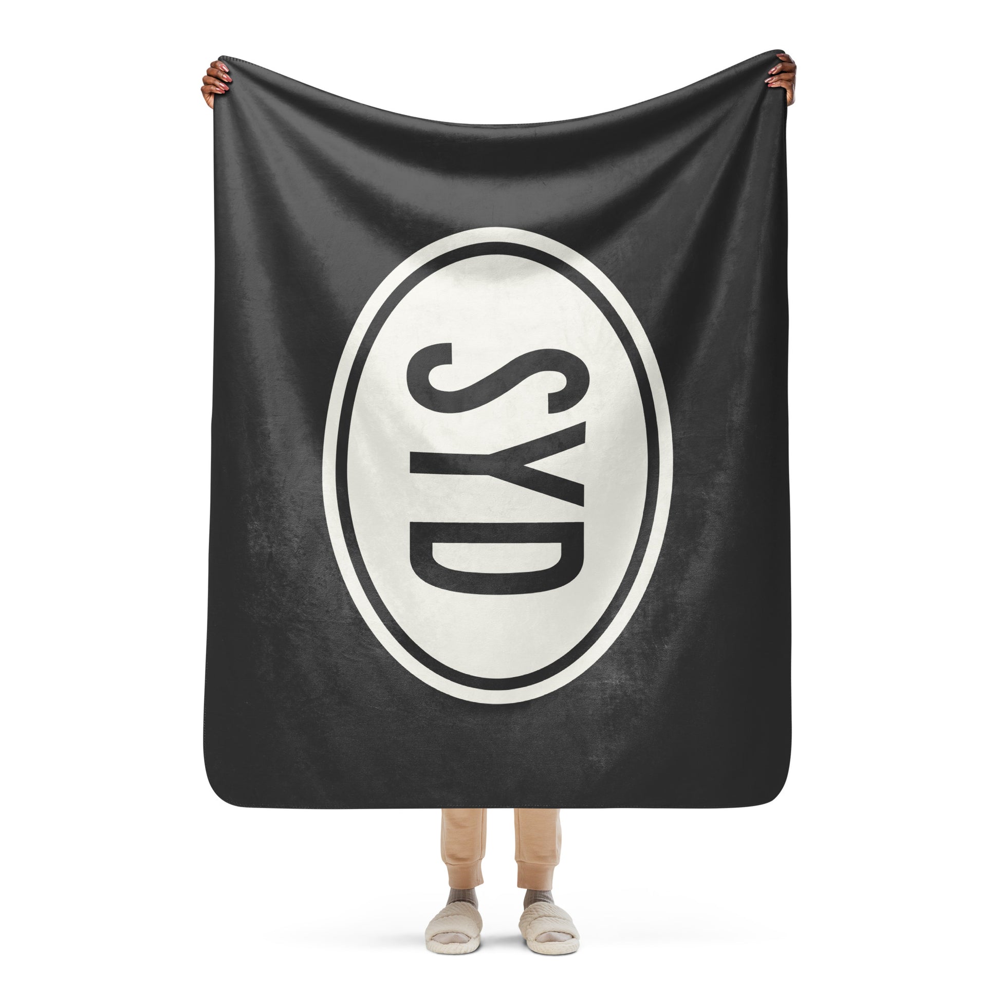 Unique Travel Gift Sherpa Blanket - White Oval • SYD Sydney Souvenir • YHM Designs - Image 04