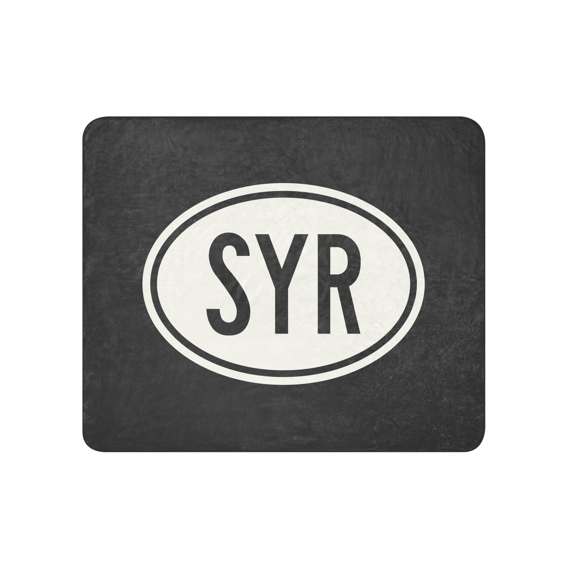 Unique Travel Gift Sherpa Blanket - White Oval • SYR Syracuse Souvenir • YHM Designs - Image 01