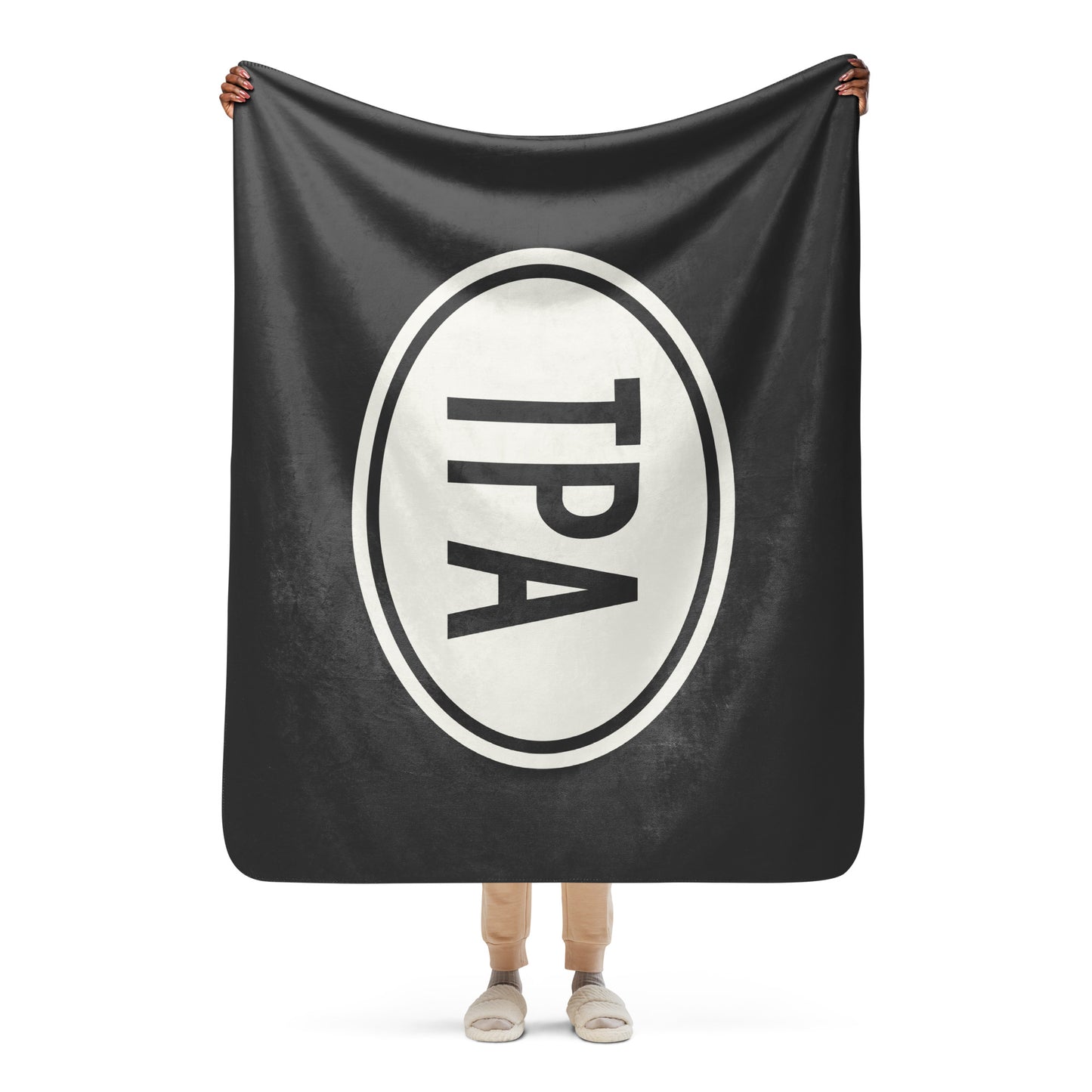 Unique Travel Gift Sherpa Blanket - White Oval • TPA Tampa • YHM Designs - Image 04