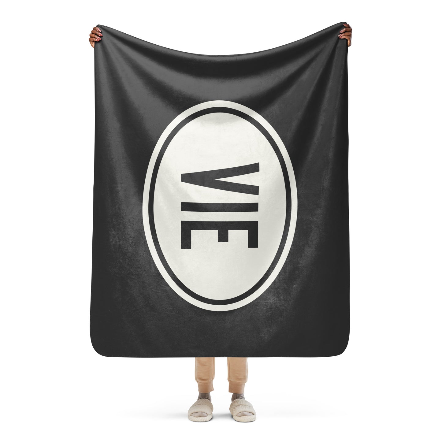 Unique Travel Gift Sherpa Blanket - White Oval • VIE Vienna Souvenir • YHM Designs - Image 04